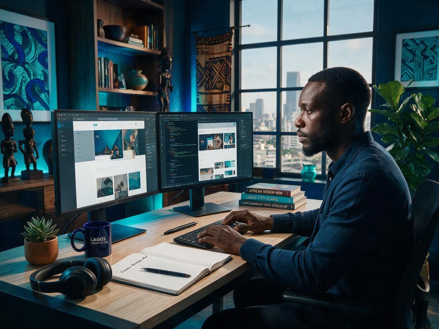 Creative strategist working on website designs and code
